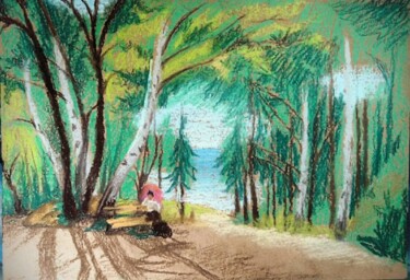 Картина под названием "Бульвар" - Alina Gelman, Подлинное произведение искусства, Пастель