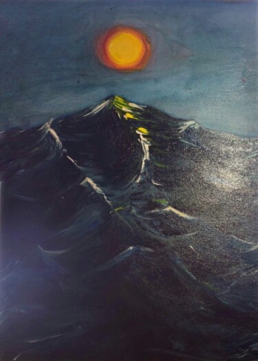 Картина под названием "солнце на волне" - Aлина Кадыко, Подлинное произведение искусства, Масло