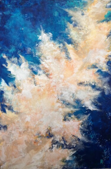 Painting titled ""A Flash of Light"…" by Alina Khramova, Original Artwork, Acrylic Mounted on Wood Stretcher frame