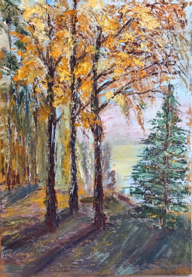 Painting titled "Warm October" by Alina Komleva, Original Artwork, Oil
