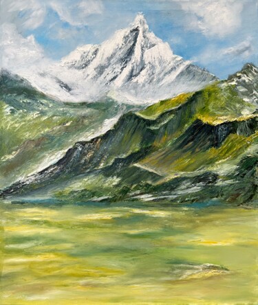 Картина под названием "Edges/ mountain lan…" - Alina Komleva, Подлинное произведение искусства, Масло