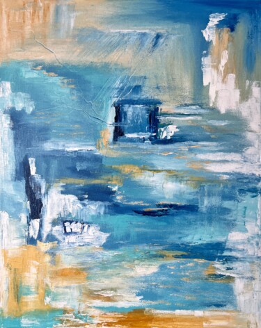 Картина под названием "About the sea abstr…" - Alina Komleva, Подлинное произведение искусства, Масло