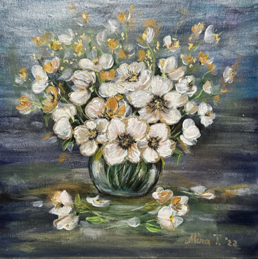 Painting titled "White Flowers" by Alina Lidia Tanase, Original Artwork, Acrylic