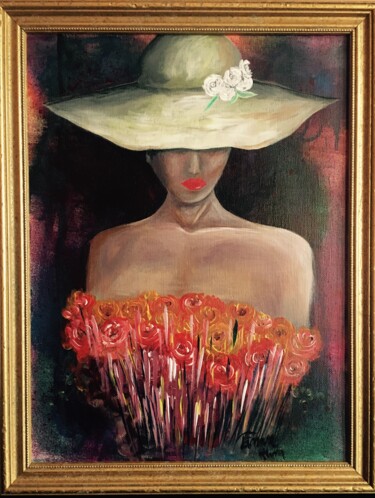 Peinture intitulée "Mysterious woman" par Alina Lidia Tanase, Œuvre d'art originale, Acrylique