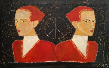 Malerei mit dem Titel "Pacifists" von Alina Lina, Original-Kunstwerk, Öl Auf Keilrahmen aus Holz montiert