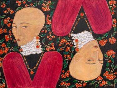 Malarstwo zatytułowany „suspicion” autorstwa Алина Лина, Oryginalna praca, Olej Zamontowany na Panel drewniany