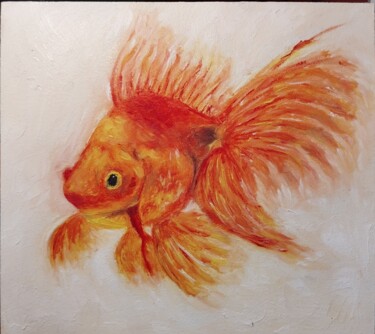 Pintura intitulada "Золотая рыбка" por Alina Matsova, Obras de arte originais, Óleo