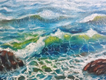 Картина под названием "Морская волна" - Alina Matsova, Подлинное произведение искусства, Масло