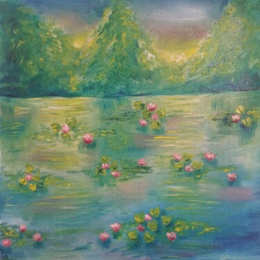 「Водяные лилии」というタイトルの絵画 Alina Matsovaによって, オリジナルのアートワーク, オイル