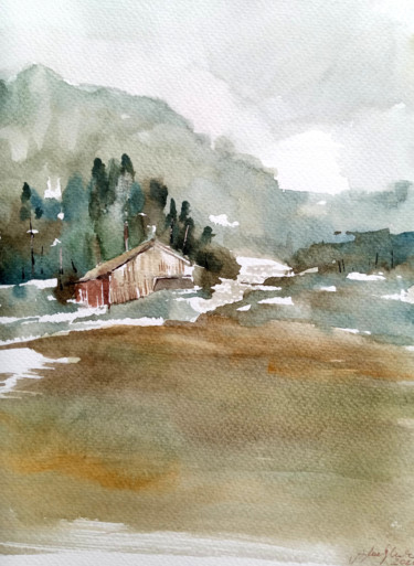 Painting titled "In the mountains" by Alina Matykiewicz, Original Artwork, Watercolor