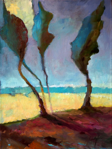 Painting titled "Trees" by Alina Matykiewicz, Original Artwork, Oil