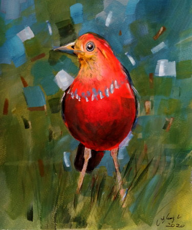 Malerei mit dem Titel "Bird" von Alina Matykiewicz, Original-Kunstwerk, Aquarell
