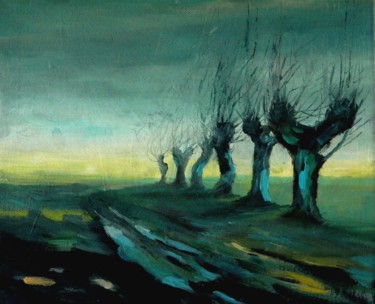Painting titled "Willows" by Alina Matykiewicz, Original Artwork, Oil