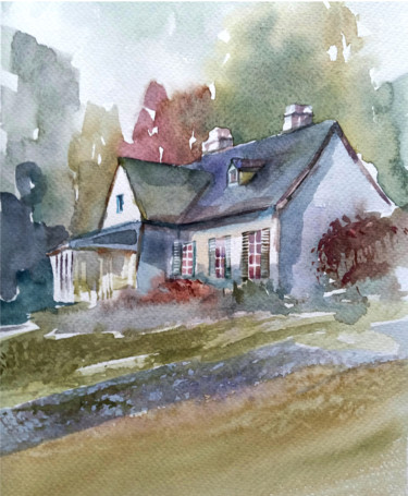 Pintura intitulada "Country house in th…" por Alina Matykiewicz, Obras de arte originais, Aquarela