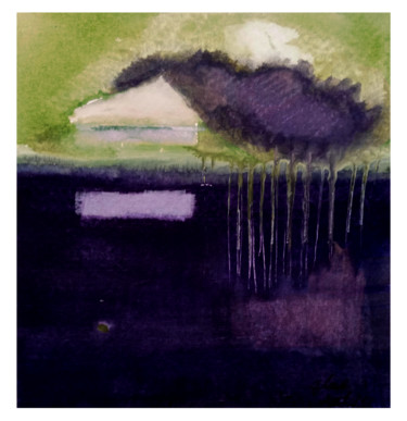 Painting titled "Purple field" by Alina Matykiewicz, Original Artwork, Watercolor
