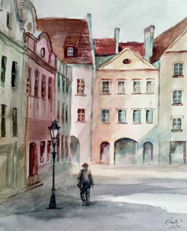 Peinture intitulée "In the street" par Alina Matykiewicz, Œuvre d'art originale, Aquarelle