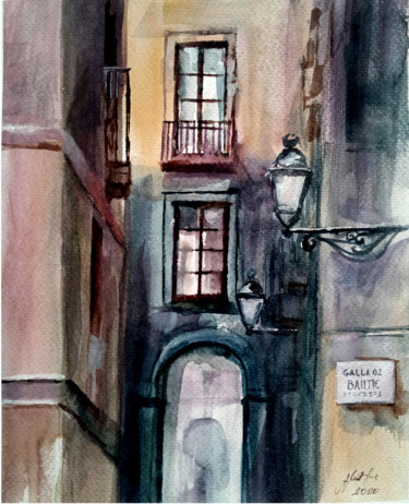 Pittura intitolato "Street windows" da Alina Matykiewicz, Opera d'arte originale, Acquarello