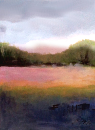 Painting titled "Pink sunrise" by Alina Matykiewicz, Original Artwork, Oil