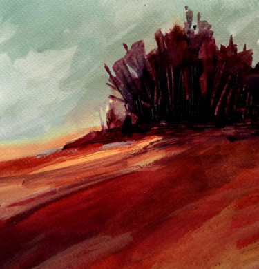 Pittura intitolato "Landscape" da Alina Matykiewicz, Opera d'arte originale, Acquarello