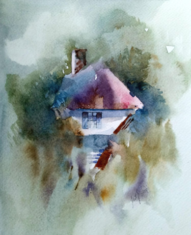In shadow trees Painting titled "In shadow trees" by Alina Matykiewicz, Original Art, Watercolor