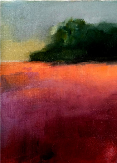 Peinture intitulée "Orange meadow near…" par Alina Matykiewicz, Œuvre d'art originale, Huile
