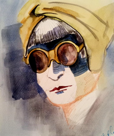 绘画 标题为“Yellow glasses” 由Alina Matykiewicz, 原创艺术品, 水彩