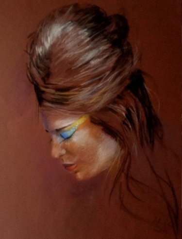 Rysunek zatytułowany „Woman in pastels” autorstwa Alina Matykiewicz, Oryginalna praca, Pastel