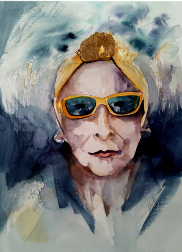 Peinture intitulée "Gold woman" par Alina Matykiewicz, Œuvre d'art originale, Aquarelle
