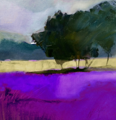 Arts numériques intitulée "Purple landscape" par Alina Matykiewicz, Œuvre d'art originale, Huile