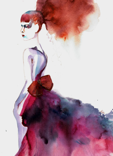 Pintura intitulada "Fascination" por Alina Matykiewicz, Obras de arte originais, Aquarela