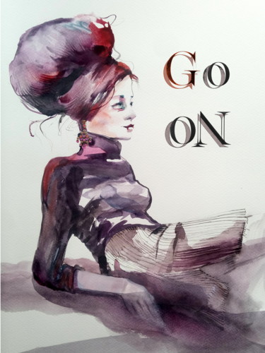 Arts numériques intitulée "Go on girl" par Alina Matykiewicz, Œuvre d'art originale, Aquarelle
