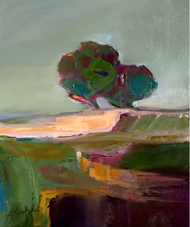 Peinture intitulée "sun on the field" par Alina Matykiewicz, Œuvre d'art originale, Huile