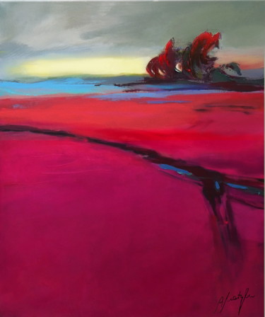 Schilderij getiteld "Dark pink" door Alina Matykiewicz, Origineel Kunstwerk, Olie