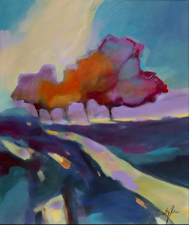 Malarstwo zatytułowany „Sunny road” autorstwa Alina Matykiewicz, Oryginalna praca, Akryl