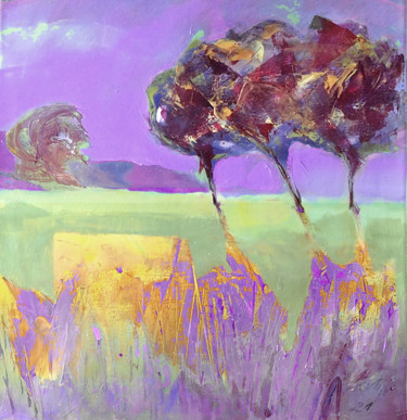 Цифровое искусство под названием "Three trees  lilac…" - Alina Matykiewicz, Подлинное произведение искусства, Цифровая живоп…