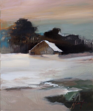 Painting titled "The colors of winter" by Alina Matykiewicz, Original Art, Oil Mounted on Other rigid panel