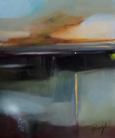 Pintura intitulada "Dusk over the lake" por Alina Matykiewicz, Obras de arte originais, Acrílico