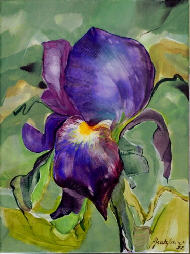 Painting titled "Iris Iris" by Alina Matykiewicz, Original Artwork, Acrylic Mounted on Wood Panel