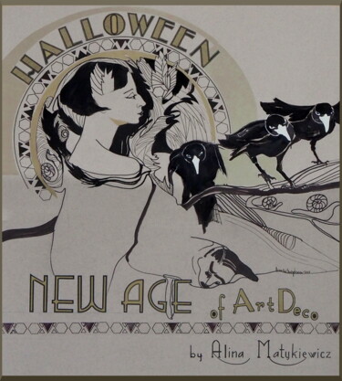 Σχέδιο με τίτλο "Halloween with rave…" από Alina Matykiewicz, Αυθεντικά έργα τέχνης, Μαρκαδόρος