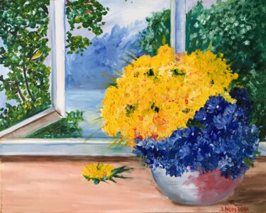 Painting titled "Flowers" by Alina Morozova, Original Artwork, Oil