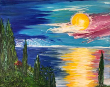 Painting titled "The sunset in Crimea" by Alina Morozova, Original Artwork, Oil