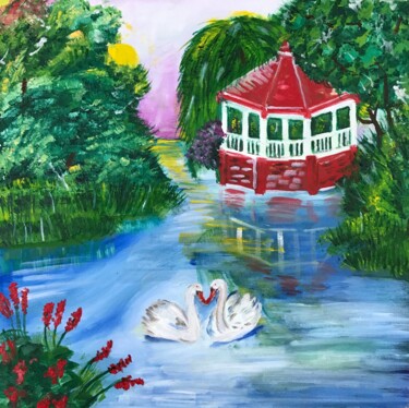 Peinture intitulée "Swan Fidelity" par Alina Morozova, Œuvre d'art originale, Huile