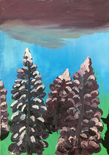 Painting titled "Trees" by Alina Morozova, Original Artwork, Oil