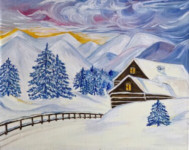 Peinture intitulée "Winter landscape" par Alina Morozova, Œuvre d'art originale, Huile