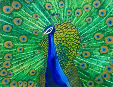 Painting titled "Magical pavo" by Alina Morozova, Original Artwork, Oil