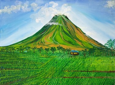 Painting titled "Volcano" by Alina Morozova, Original Artwork, Oil