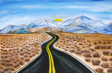 Schilderij getiteld "Highway in Californ…" door Alina Morozova, Origineel Kunstwerk, Olie