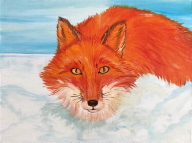 Картина под названием "Fox" - Alina Morozova, Подлинное произведение искусства, Масло