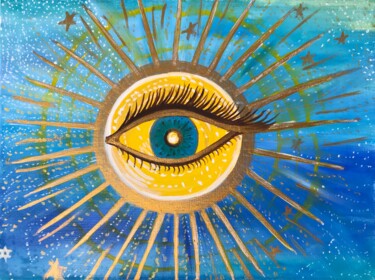 Peinture intitulée "Third eye in Galaxy" par Alina Morozova, Œuvre d'art originale, Huile