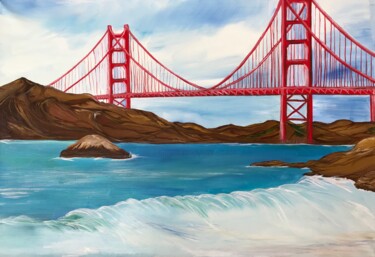 Картина под названием "Golden Gate Bridge" - Alina Morozova, Подлинное произведение искусства, Масло